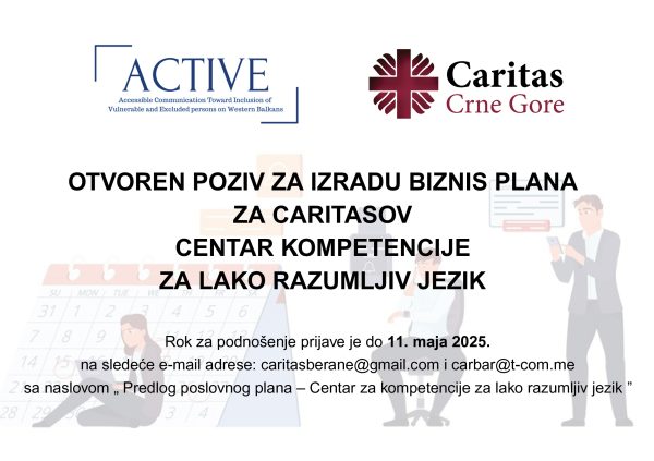 Otvoren poziv za izradu biznis plana za Caritasov centar kompetencija za lako razumljiv jezik
