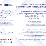 JAVNI POZIV ZA ORGANIZACIJE KOJE RADE SA I ZA OSOBE SA INVALIDITETOM