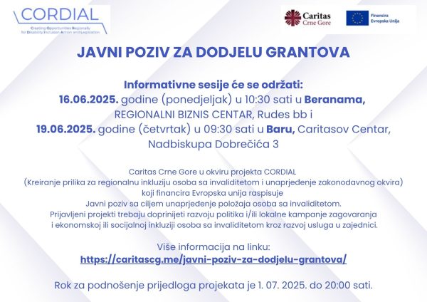 JAVNI POZIV ZA DODJELU GRANTOVA