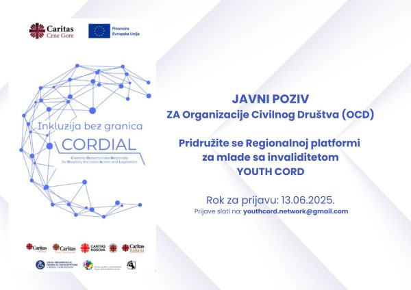 JAVNI POZIV ZA Organizacije Civilnog Društva (OCD) Pridružite se Regionalnoj platformi za mlade sa invaliditetom YOUTH CORD