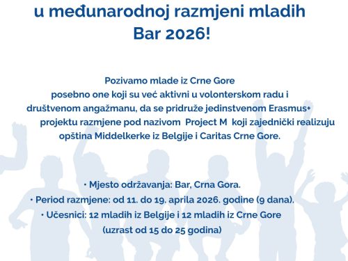 Poziv za učešće u međunarodnoj razmjeni mladih: Bar 2026!