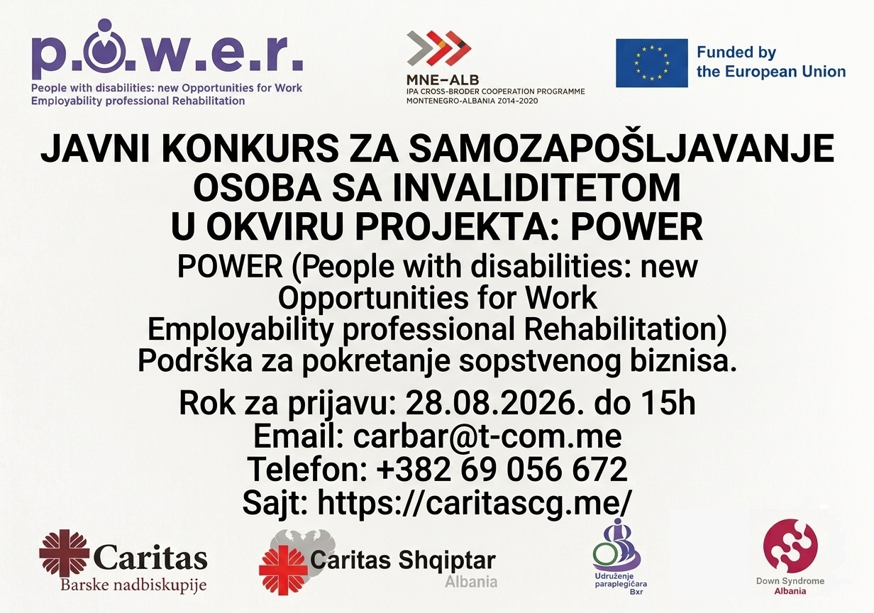 Javni Konkurs za samozapošljavanje u okviru projekta ,,POWER”